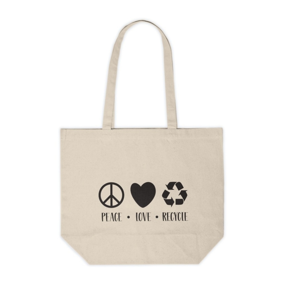 Peace Love Recycle Custom Canvas Tote Bag